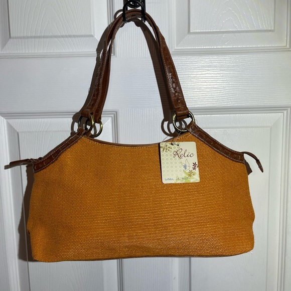 Fossil Relic Belize Woven Straw & Leather Tote NWT - Picture 2 of 12